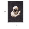 HomeRoots 7' X 9' Black and White Funky Skull Non Skid Area Rug - 3 of 4