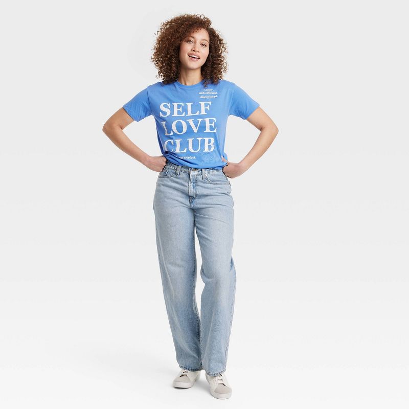Women's Self Love Club Short Sleeve Graphic T-Shirt - Blue, 3 of 7