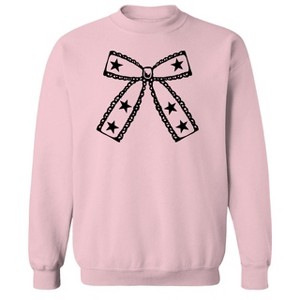 Rerun Island Men's Stars Black Bow Long Sleeve Graphic Cotton Pullover Sweatshirt - 1 of 4