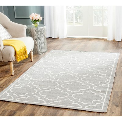 Grey and Ivory Geometric Wool 4' x 6' Handmade Area Rug