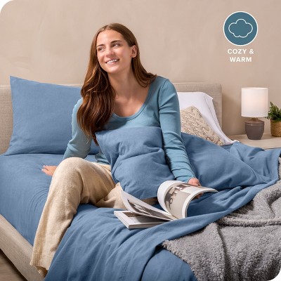 Twin XL Coronet Blue Deep Pocket Polar Fleece Sheet Set