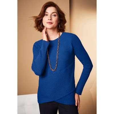 Jessica London Ribbed Crossover Crewneck