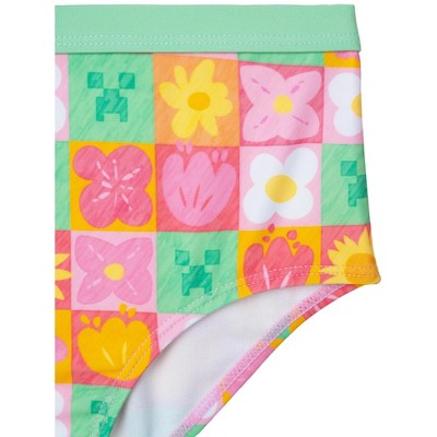 Minecraft Little Girls Rash Guard and Bikini Bottom UPF 50+ Swim Set Pale Pink / Green 7-8 — фото 3