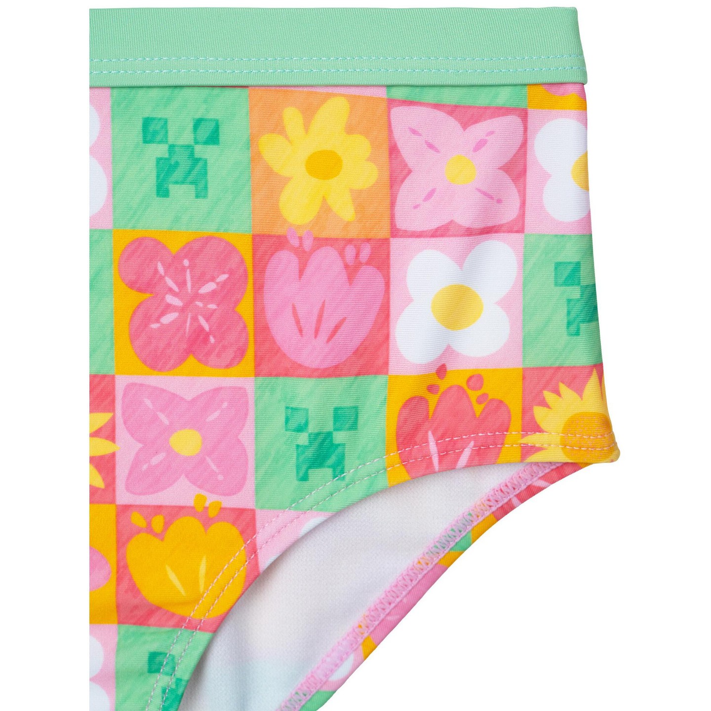 Minecraft Little Girls Rash Guard and Bikini Bottom UPF 50+ Swim Set Pale Pink / Green 7-8, цвет: Бледный розовый — фото 3