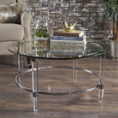 CAVINAS Coffee Tables for Living Room Clear Tempered Glass Rectangle Coffee Table for Apartments Offices