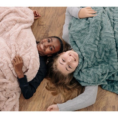Classy Pink Reversible Faux Fur and Sherpa Throw Blanket