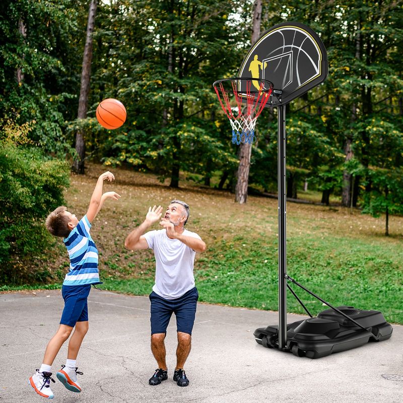 Costway 4.25-10FT Portable Adjustable Basketball Goal Hoop System with 2 Nets Fillable Base, 3 of 11