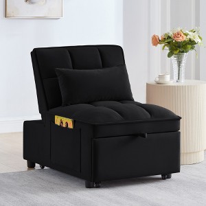 VYNXARIA 4 in1 Multi-Function Single Sofa Bed with Storage Pockets,Tufted Single Pull-out Sofa Bed,Convertible Chaise Lounge - 1 of 4