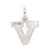 Black Bow Jewelry Sterling Silver, Amanda Collection Small Block Style Initial V Pendant - 3 of 4