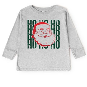 Ho Ho Ho Glitter Santa - Toddler Long Sleeve Graphic Tee - 1 of 4