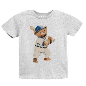The Juniper Shop Watercolor Baseball Bear Youth Short Sleeve Tee - 1 of 4