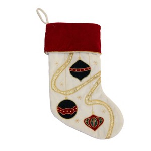 Season's Designs 20In Burgundy/White Stocking W/ Ornament - 1 of 1