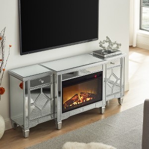 57" Mirror Finish Electric Fireplace Cabinet with Adjustable 3D Flames, Energy Saving, and Safety Features for Living Room - 1 of 4