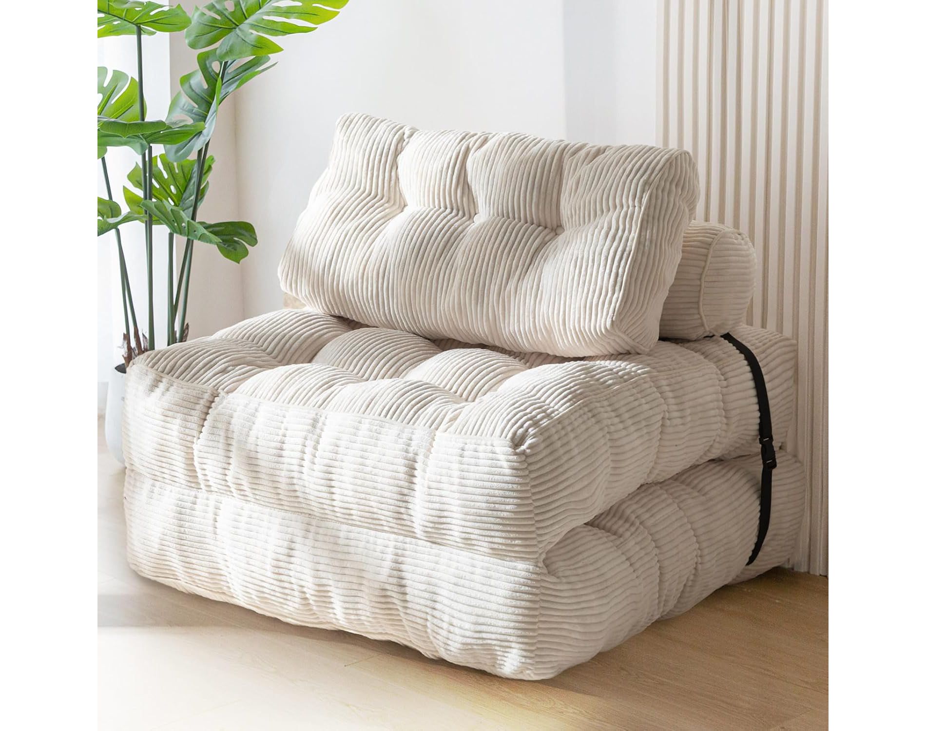 Folding Sofa Bed, Convertible Sleeper Chair with Pillow Foldable Mattress with Back Support, Portable Fold Out Chair Bed Comfy Floor Sofa Lounge