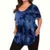 Women's Short Sleeve Shirt Tops Plus Size Tie Dye Casual Loose Fit Tunic Tops With Pocket - 2 of 4