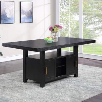 Yves Counter Height Dining Table with Storage Rubbed Charcoal - Steve Silver Co.