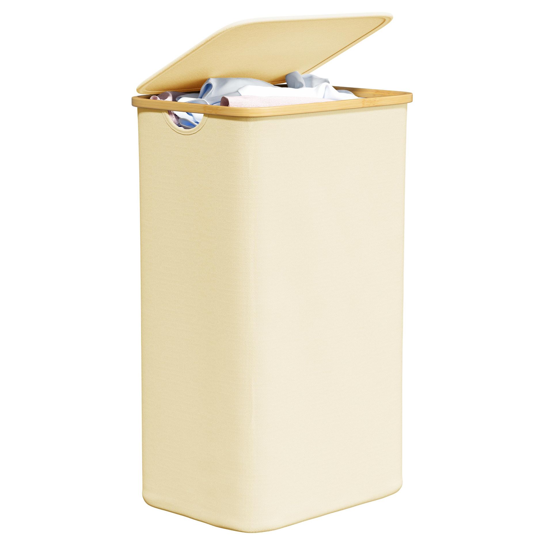 SpaceAid 110 L Laundry Hamper with Lid features Bamboo Handle