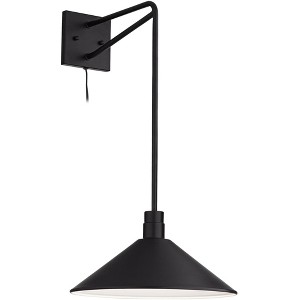 Franklin Iron Works 26" Matte Black Industrial Plug-In Wall Sconce - 1 of 2