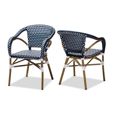 Set of 2 Eliane Indoor and Outdoor Stackable Bistro Dining Chairs - BaxtonStudio
