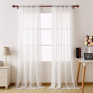 Deconovo Sheer Line with Dots Curtains(2 Panel) - 1 of 4