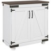 Gulches Modern Farmhouse Sideboard - Buffet Cabinet with Barn Door, Adjustable Shelf, Wood Legs, Distressed White & Brown, 31.1"W x15.4"D x31.1"H - 2 of 4