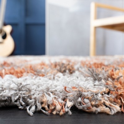 Horizon Grey and Rust Abstract Shag Square Rug