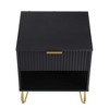 Gulches 20" Black Fluted Nightstand, 1 Full Extension Drawer with Gold Metal Handles & Legs, MDF Bedside Table (20.07"L x 17.73"D x 21.65"H) - 3 of 4