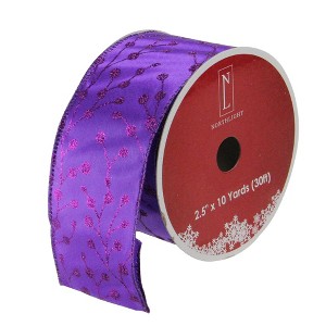 Northlight Pack of 12 Shimmering Purple Christmas Tree Wired Craft Ribbons - 2.5" x 120 Yards - 1 of 3