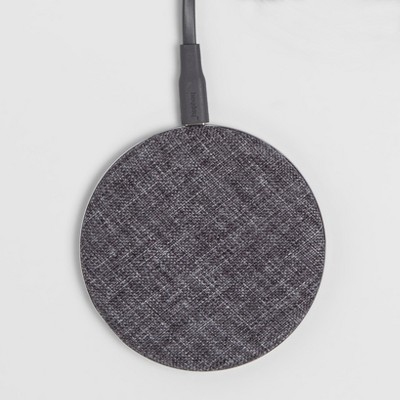 heyday™ Qi Wireless Fabric Charging Puck - Gunmetal