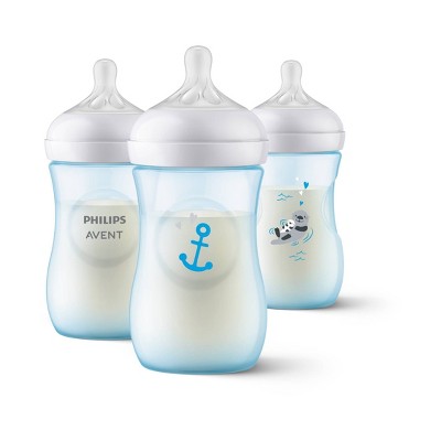 Philips Avent 3pk Natural Baby Bottle with Natural Response Nipple - Blue  Otter/Anchor - 9oz