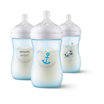 Philips Avent 3pk Natural Baby Bottle with Natural Response Nipple - Blue Otter/Anchor - 9oz