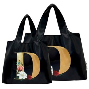 Wrapables Large & Small Monogram Nylon Reusable Bags, Set 2 - 1 of 4