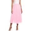 Women's 2-Layer Tulle Midi Skirt - Tiered A-Line Long Skirt with Elastic Waist for Winter Pink - 2 of 4