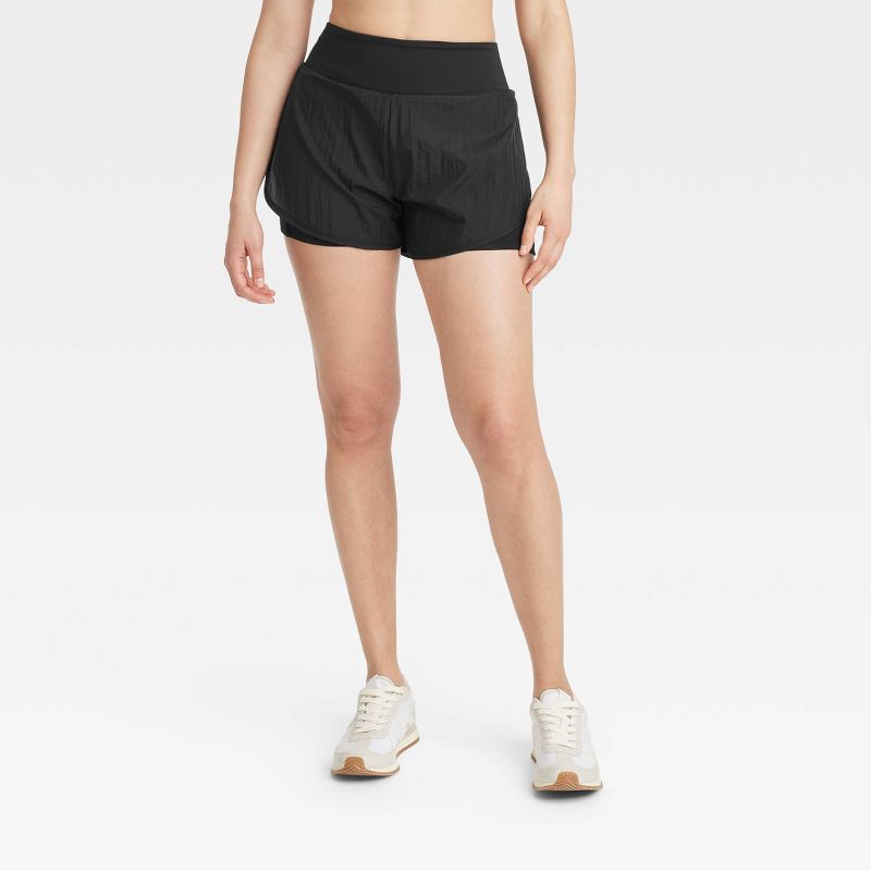 Women's Woven High-Rise 2-in-1 Run Shorts 3" - All In Motion™, 1 of 7