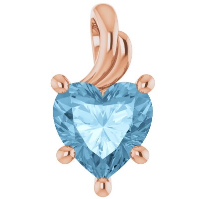 Pompeii3 7mm Blue Topaz Women's Heart Pendant in 14k Gold Necklace 5mm Tall