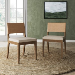 Nathan James Set of 2 Linus Dining Chair Brown Faux Leather - 1 of 4