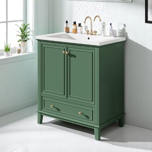 Mshliw 30" Bathroom Vanity with Sink Combo, Solid Wood Frame, Adjustable Shelf, Drawer & Cabinet Storage - 1 of 4
