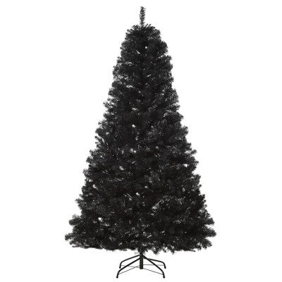 HOMCOM Artificial Christmas Tree Unlit Douglas Fir with Realistic Branches and Tips, Black Halloween Style