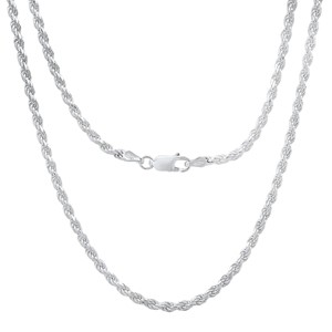 Steeltime unisex sterling silver rope chain necklace. Color Options: Silver, Gold - 1 of 3