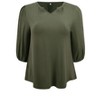 Women's Plus Size 3/4 Sleeve Smocked Notch V Neck Summer Dressy Casual Blouses - GRACE & GRANDEUR - 4 of 4
