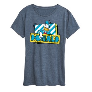 Women's - Disney - Leaning Donald Duck With Nametag Short Sleeve Graphic T-Shirt - 1 of 4