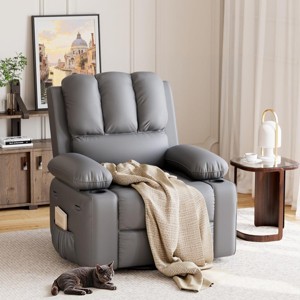 360° Swivel Recliner Chair with Heat & Massage, Oversized Rocking Chair for Adults, Manual Recliner w/Cup Holder, for Living Room Bedroom Nursery - 1 of 4