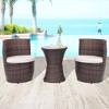 vidaXL Patio Bistro Set 3 Piece Patio Round Table Set Conversation Set Rattan - Brown - 2 of 4