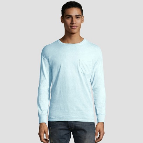 tilskuer lager dansk Hanes Men's Long Sleeve 1901 Garment Dyed Pocket T-shirt - Blue L : Target
