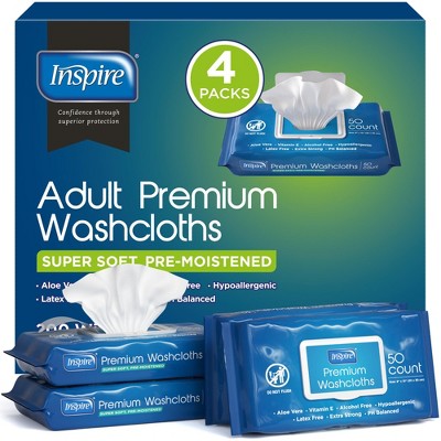 Inspire Adult Wet Wipes, Adult Wash Cloths, Adult Wipes for Incontinence & Cleansing for Elderly, 8"x12"