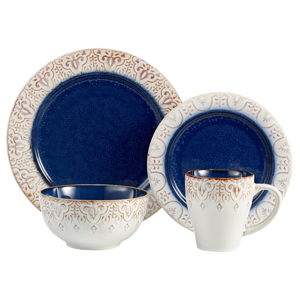 American Atelier Granada 16pc Dinnerware Set - Blue, White