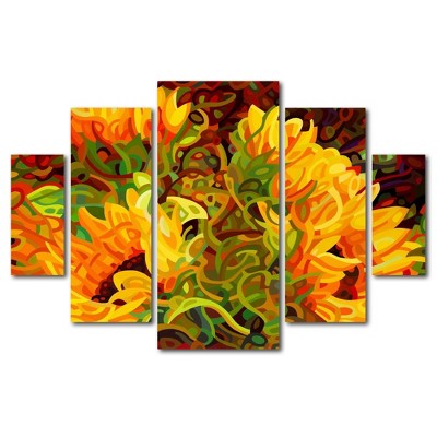 5pc Four Sunflowers by Mandy Budan - Trademark Fine Art