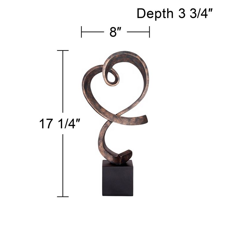 Studio 55D Swirling Heart 17 1/4" High Brushed Nickel Modern Sculpture, 4 of 6