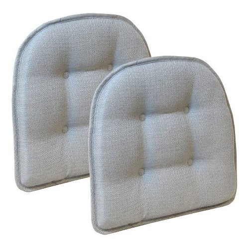 Gripper 15 x 16 Non-Slip Omega Tufted Chair Cushions Set of 2 - White