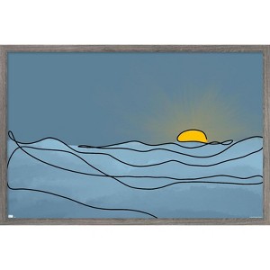Trends International LINE AND BRUSH - Landscape Line Sunset Framed Wall Poster Prints - 1 of 4
